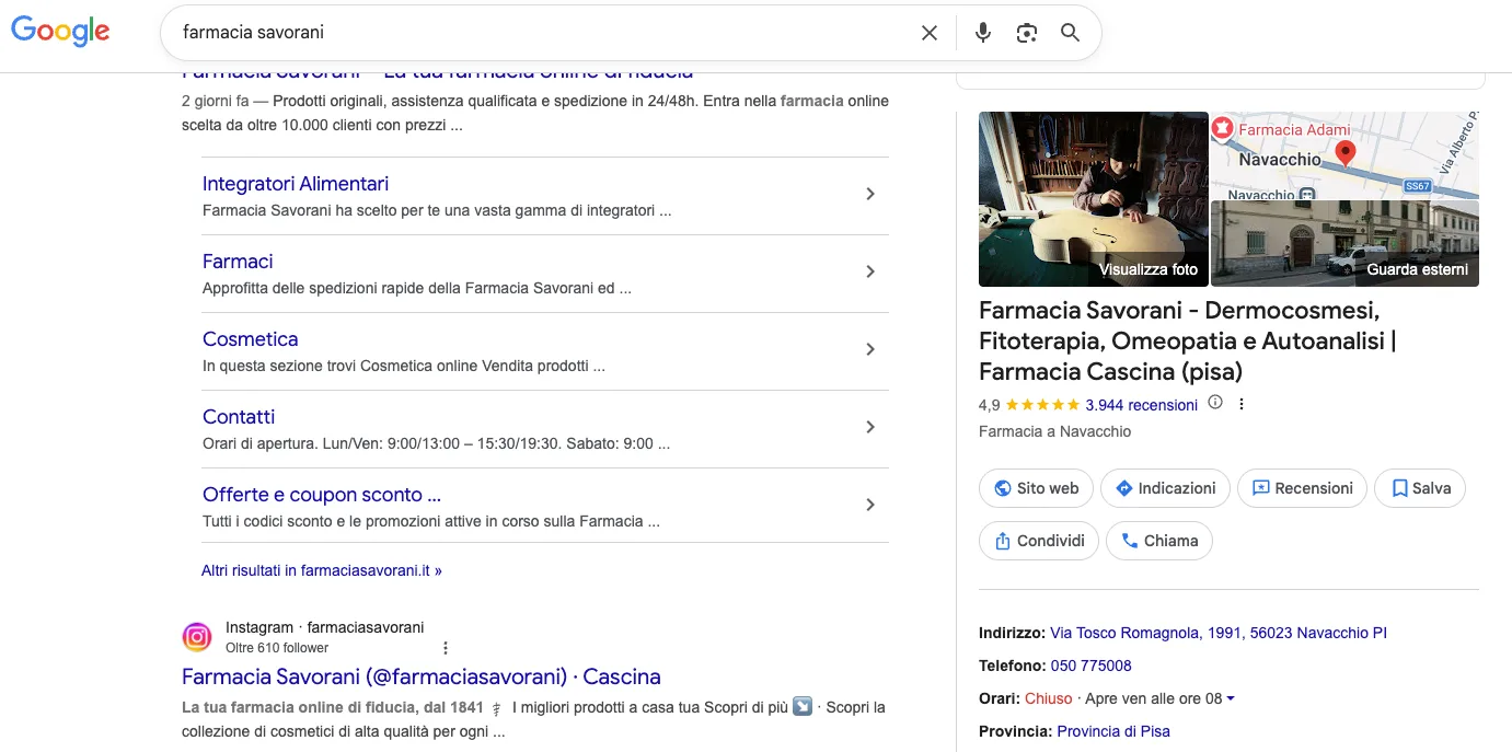 Caso Studio Seo FarmaciaSavorani